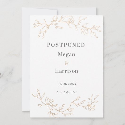 Golden Branches Wedding Postponed Notice Save The Date (Voorkant)