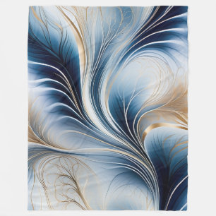 Golden Breeze - Stroom van Blauw en Goud Abstracte Fleece Deken
