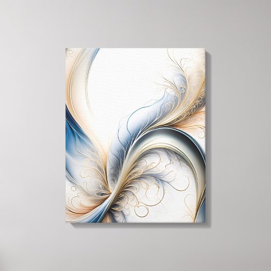 Golden Breeze Zacht Blauw En Goud Stromende Kunst Canvas Afdruk (Voorkant)