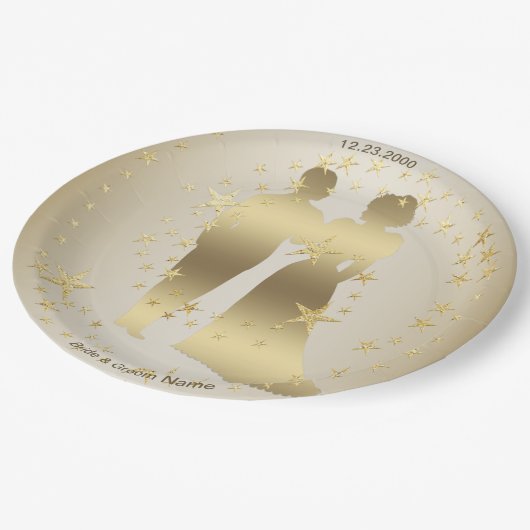 Golden Bride And Groom Wedding Party Papieren Bordje (Gekanteld)