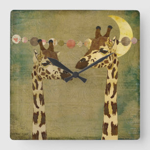 Golden Bronze Giraffes moonlight klok