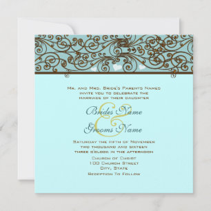 Golden  Bronze Iron Work Weditation Invitation Kaart