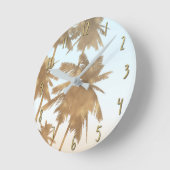 Golden Bronze Palms Beach Ombre Palm Trees Chic Ronde Klok (Hoek)