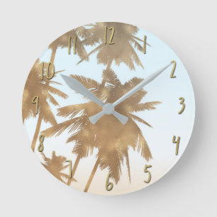 Golden Bronze Palms Beach Ombre Palm Trees Chic Ronde Klok