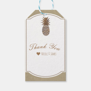Golden Bronze Pineapple Kraft Natural Tropical Cadeaulabel