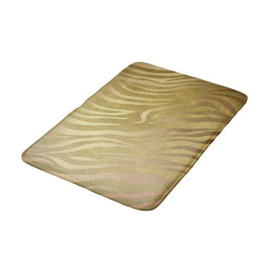 Golden Bronze Zebra Print Oerwoud Safari Glam Badmat (Gekanteld)