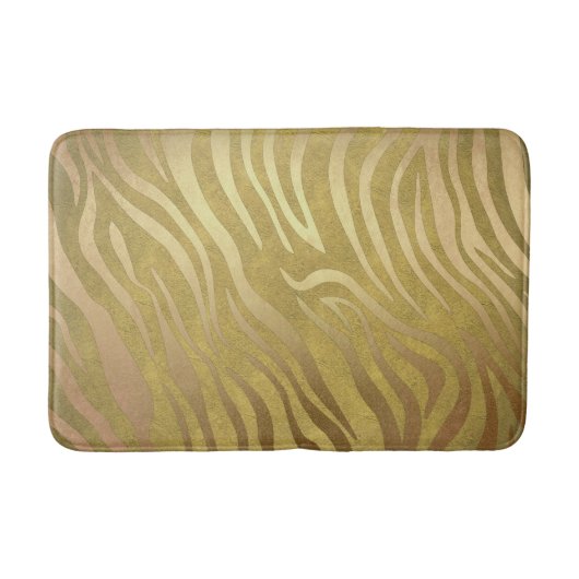 Golden Bronze Zebra Print Oerwoud Safari Glam Badmat (Voorkant)