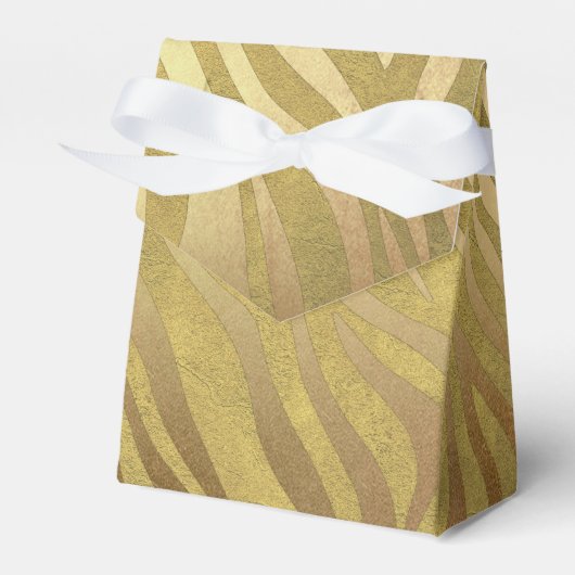 Golden Bronze Zebra Print Oerwoud Safari Glam Bedankdoosjes (Voorkant Zijde)
