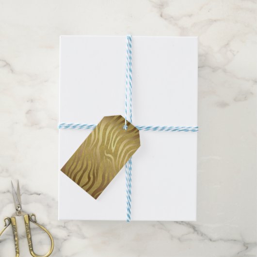 Golden Bronze Zebra Print Oerwoud Safari Glam Cadeaulabel (Met Touw)