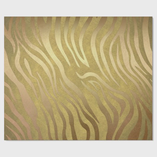 Golden Bronze Zebra Print Oerwoud Safari Glam Cadeaupapier (Vlak)