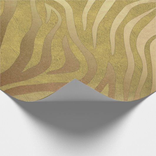 Golden Bronze Zebra Print Oerwoud Safari Glam Cadeaupapier (Hoek)