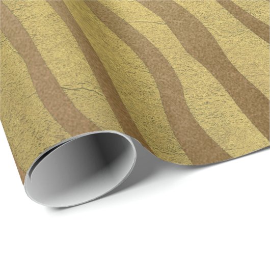 Golden Bronze Zebra Print Oerwoud Safari Glam Cadeaupapier (Rol Hoek)