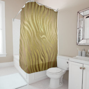 Golden Bronze Zebra Print Oerwoud Safari Glam Douchegordijn