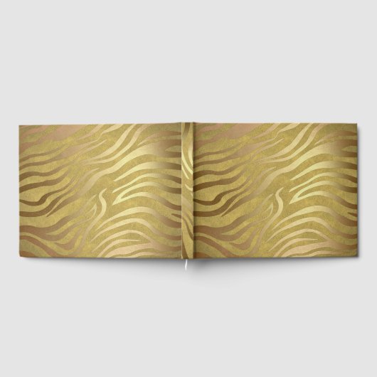 Golden Bronze Zebra Print Oerwoud Safari Glam Gastenboek (Volledig)