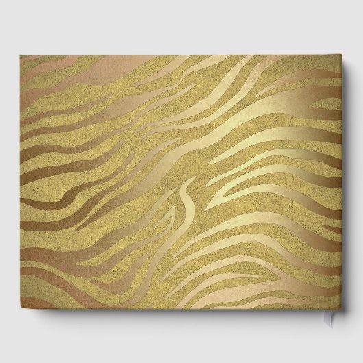 Golden Bronze Zebra Print Oerwoud Safari Glam Gastenboek (Achterkant)