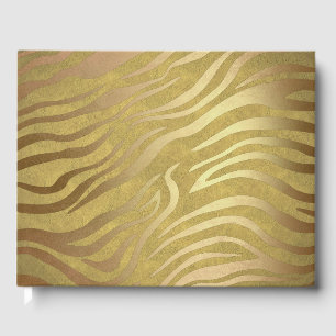 Golden Bronze Zebra Print Oerwoud Safari Glam Gastenboek