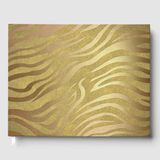Golden Bronze Zebra Print Oerwoud Safari Glam Gastenboek (Voorkant)