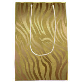 Golden Bronze Zebra Print Oerwoud Safari Glam Medium Cadeauzakje (Achterkant)
