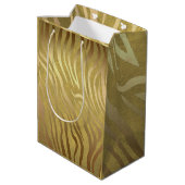 Golden Bronze Zebra Print Oerwoud Safari Glam Medium Cadeauzakje (Achterkant Gekanteld)