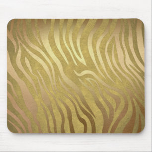 Golden Bronze Zebra Print Oerwoud Safari Glam Muismat