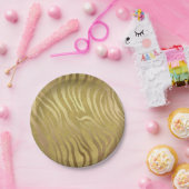 Golden Bronze Zebra Print Oerwoud Safari Glam Papieren Bordje (Feest)