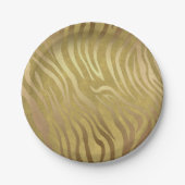Golden Bronze Zebra Print Oerwoud Safari Glam Papieren Bordje (Voorkant)