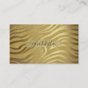 Golden Bronze Zebra Print Oerwoud Safari Glam Visitekaartje