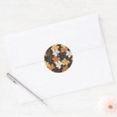 Golden Brown Autumn Pattern Black Ver Ronde Sticker (Envelop)