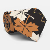 Golden Brown Autumn Pattern Black Ver Stropdas (Opgerold)