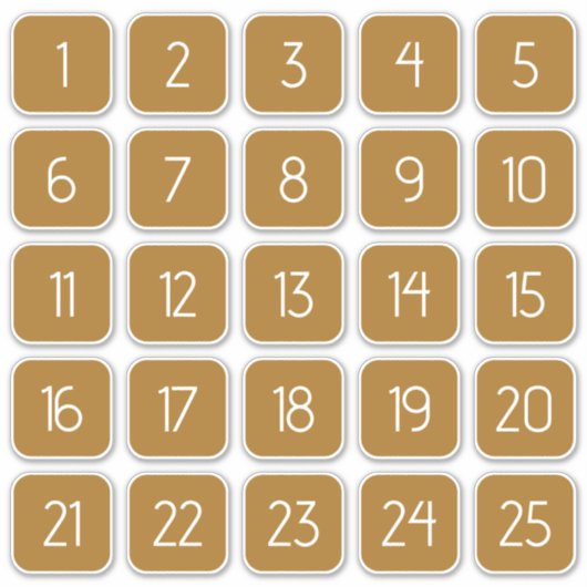 Golden Brown Customizable Square Number Stickers  (Devant)