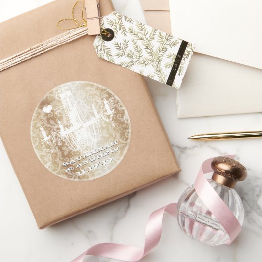 Golden Brown Damask Chandelier Stickers (Geschenken)