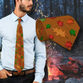 Golden Brown Fall Leaves Pattern Tie Stropdas