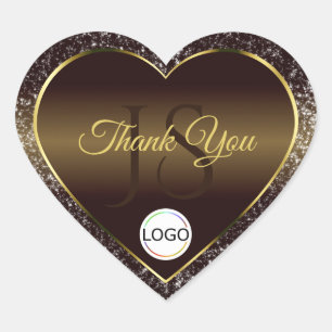 Golden Brown Logo Initialen Glitter Schattige Beda Hart Sticker
