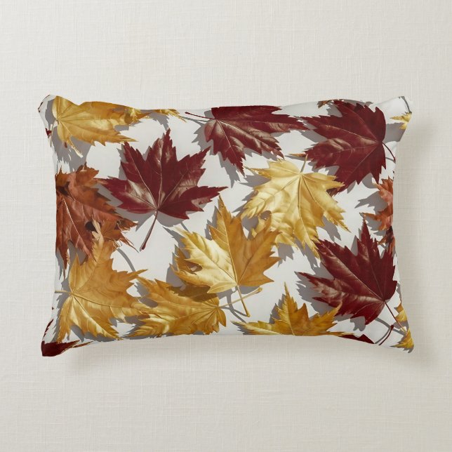 Golden Brown Maple Leaf Pattern Accent Kussen (Voorkant)