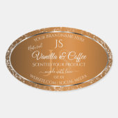 Golden Brown met Glitter Initialen Productlabels Ovale Sticker (Voorkant)
