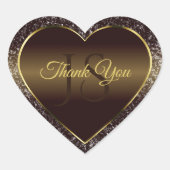 Golden Brown met Glitter Initialen Schattige Bedan Hart Sticker (Voorkant)