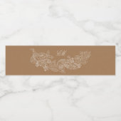 Golden Brown Romantic Ornament Initialen Waterfles Etiket (Enkel label)