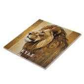 Golden Brown Safari Lion Tegeltje (Zijkant)