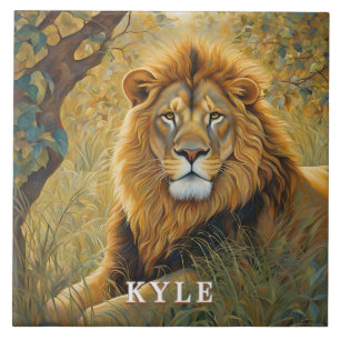 Golden Brown Safari Lion Tegeltje