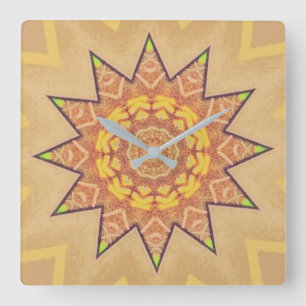 Golden Brown Star Vierkante Klok