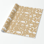 Golden Brown Tan White Forest Tracrows Cadeaupapier (Uitgerold)