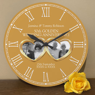Golden bruiloft voorbij cadeau foto grote klok