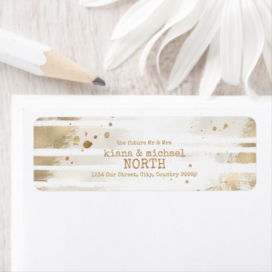 Golden Brush Stroke Stripes Wedding ID655 Etiket (Insitu)