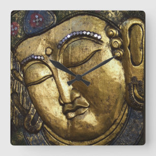 Golden Buddha Blessing Inspirerend Love Vierkante Klok
