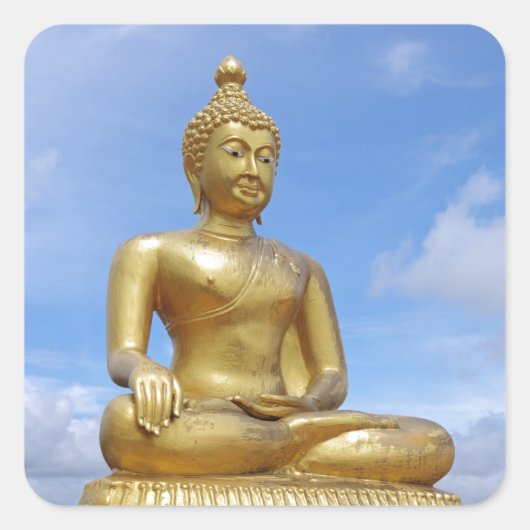 Golden Buddha standbeeld Vierkante Sticker (Voorkant)