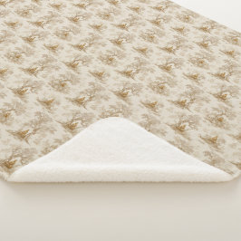 Golden Buddha Toile de Jouy Classic Pattern Sherpa Deken