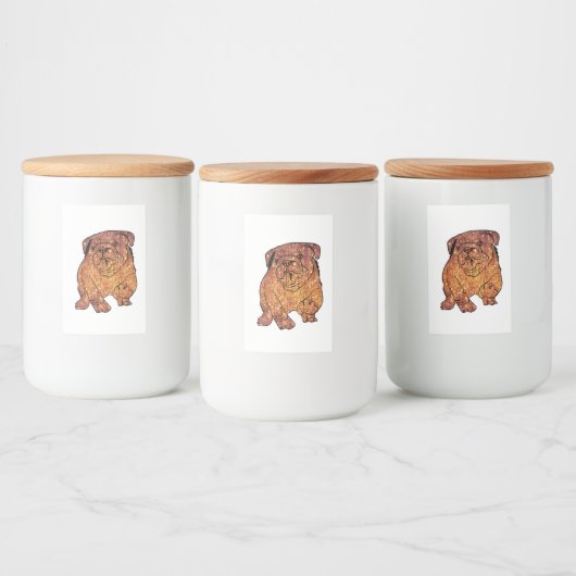Golden Bulldog Frans aangepaste voedselcontainer l Voedselcontainer Etiket (Flessen)
