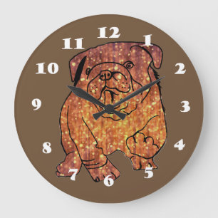 Golden Bulldog ronde (grote) wandklok Grote Klok