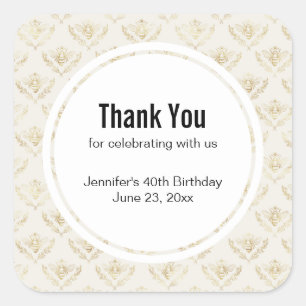 Golden Bumble Bee met een kroonpatroon Dank u Vierkante Sticker