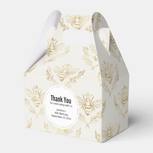 Golden Bumble Bee met kroonpatroon Bedankdoosjes (Voorkant Zijde)